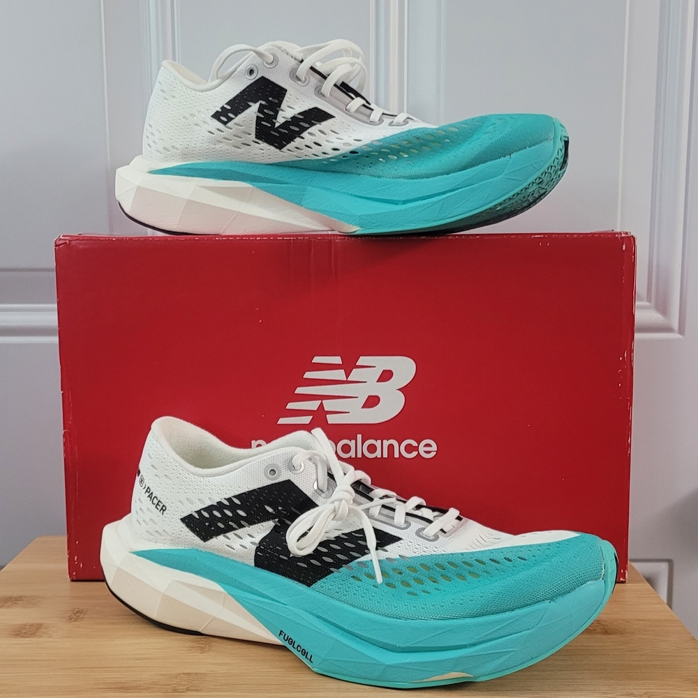 New Balance White & Teal Women's Running Shoes